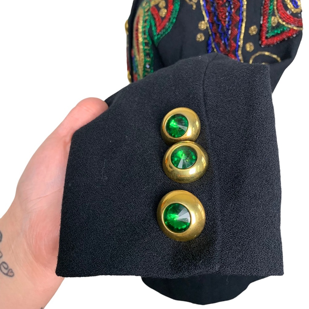 Vintage Lillie Rubin Exclusive Black Heavily Beaded Wool Bead Embellished Jacket - Picture 10 of 14